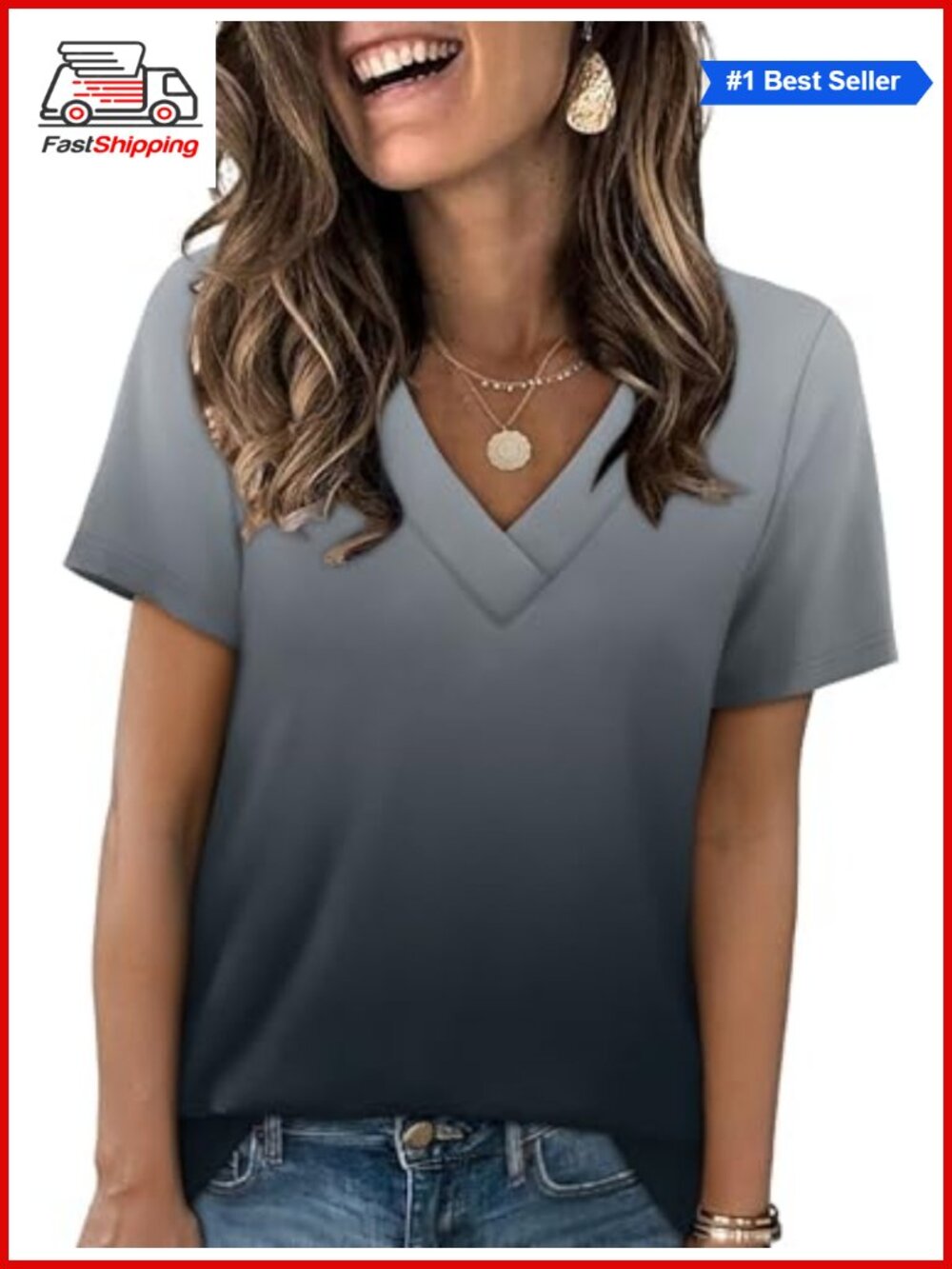 ✨Women's Eyelet Crossed V Neck Short Sleeve T-Shirt